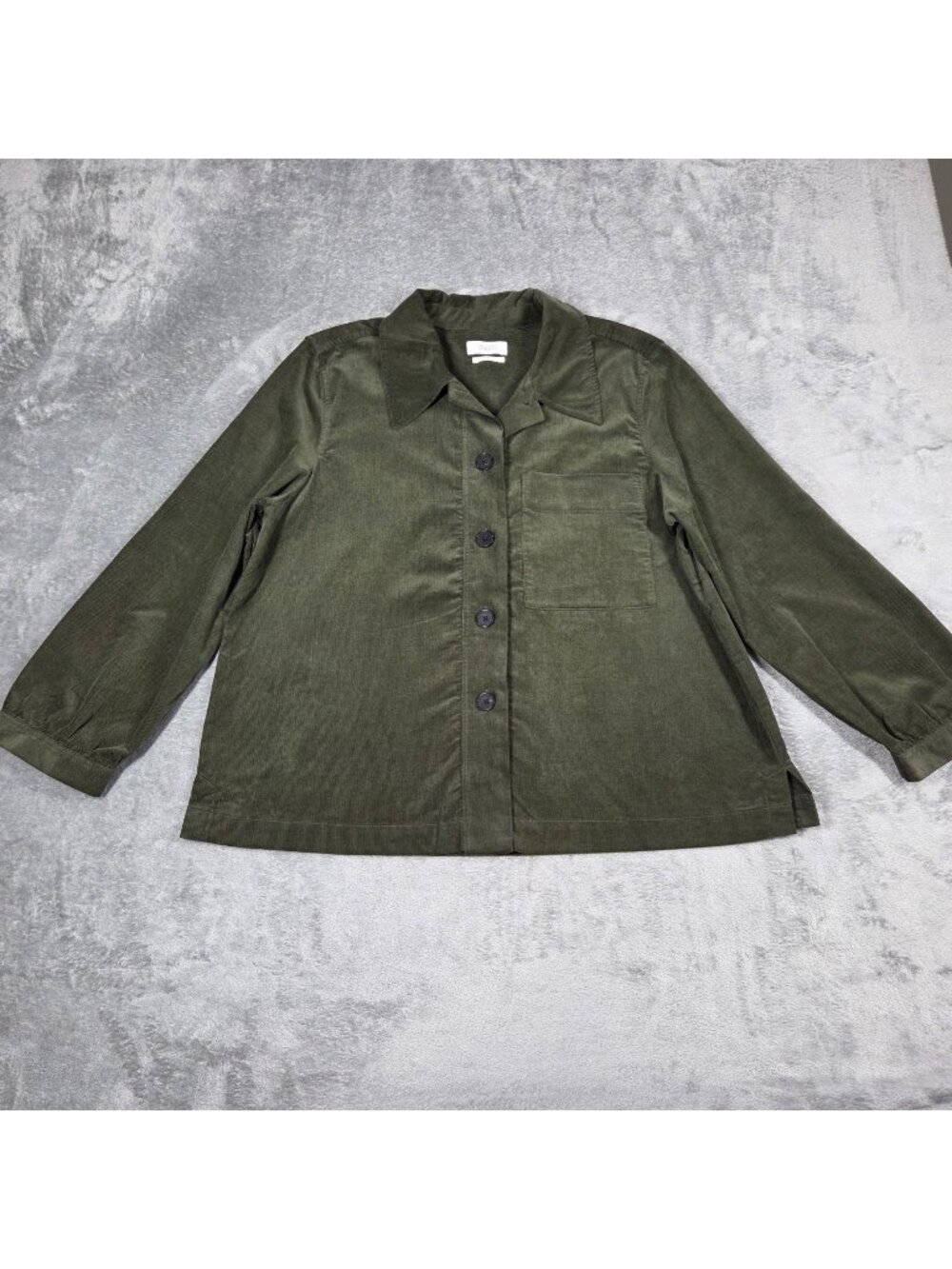 TOAST Top Womens US 10 UK 14 Green Corduroy Baya Patch Pocket Boxy Shirt Blouse